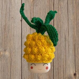 Crocheted Pineapple Marshmallow Mug Hat